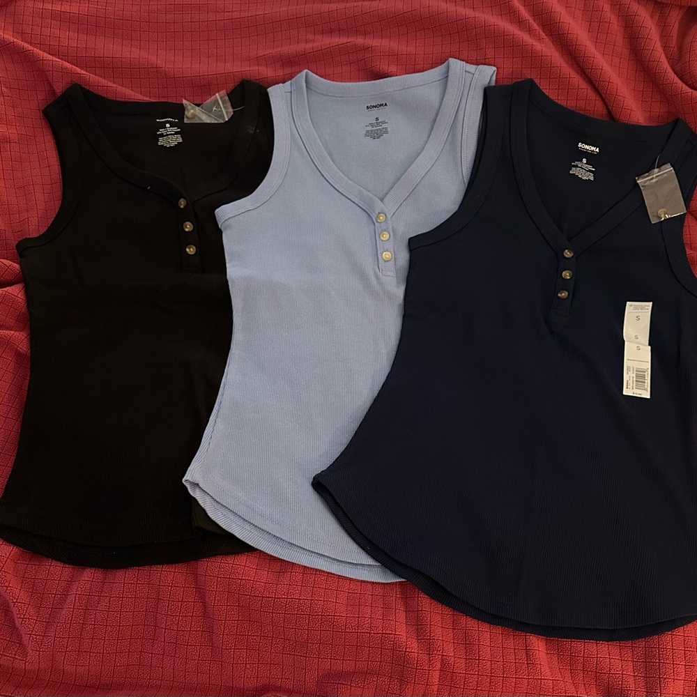 Sonoma Women’s Tank Tops - Black, Light Blue, Navy